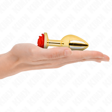 Plug anale in acciaio con rosa rossa, eleganza e sicurezza